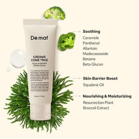 De:maf cream on bedside table in nighttime routine scene suggesting overnight repair benefit