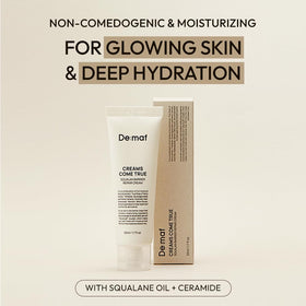 De:maf cream texture close-up highlighting lightweight squalane-rich consistency for fast absorption
