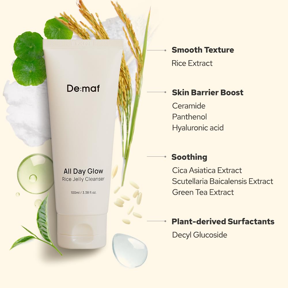 De:maf rice extract ingredient shot emphasizing brightening hydration
