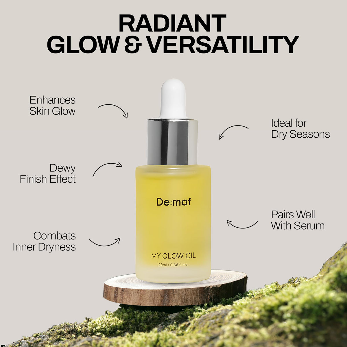 De:maf oil texture on hand demonstrating lightweight absorption and non-greasy finish