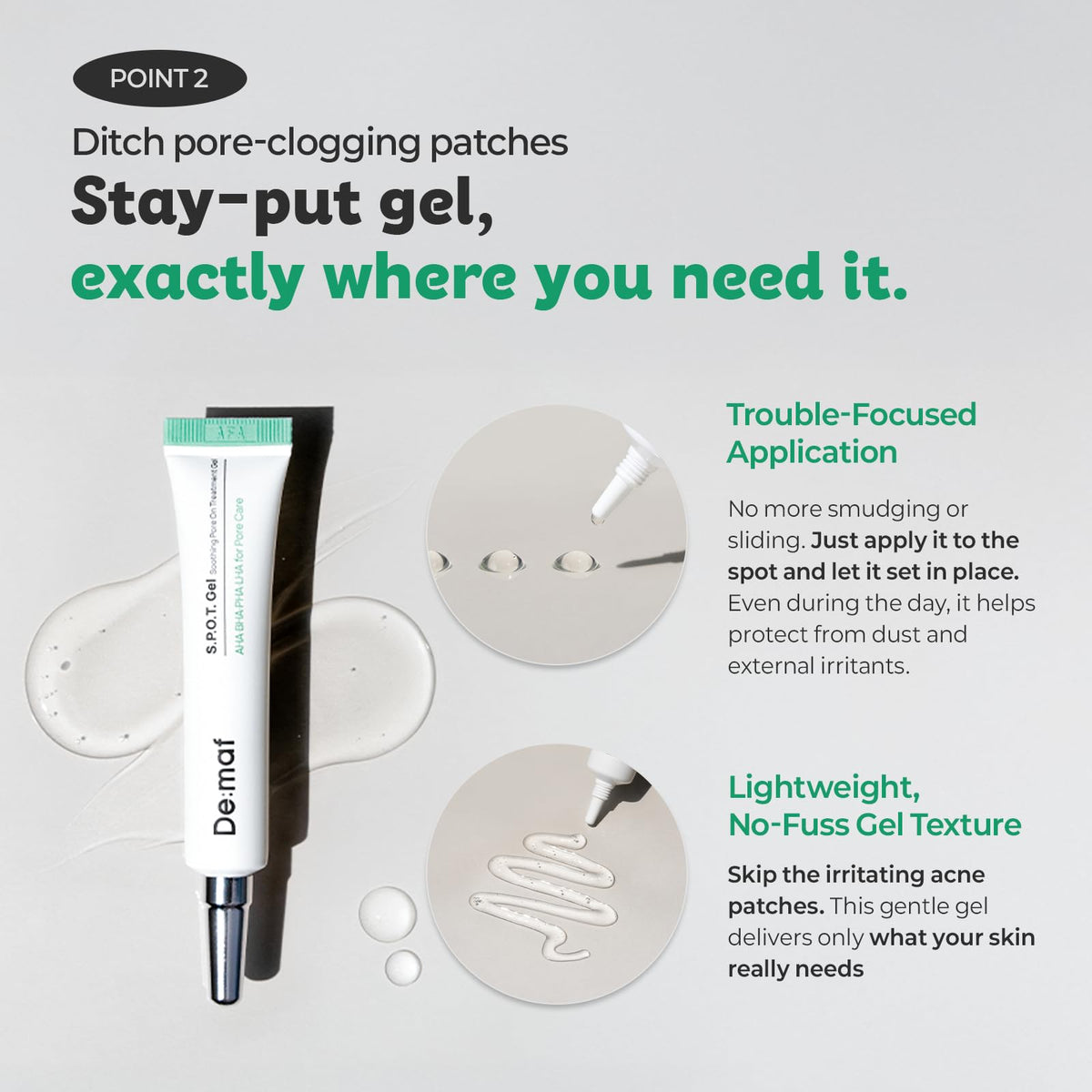 De:maf tube on bedside table in nightly routine scene illustrating overnight spot care