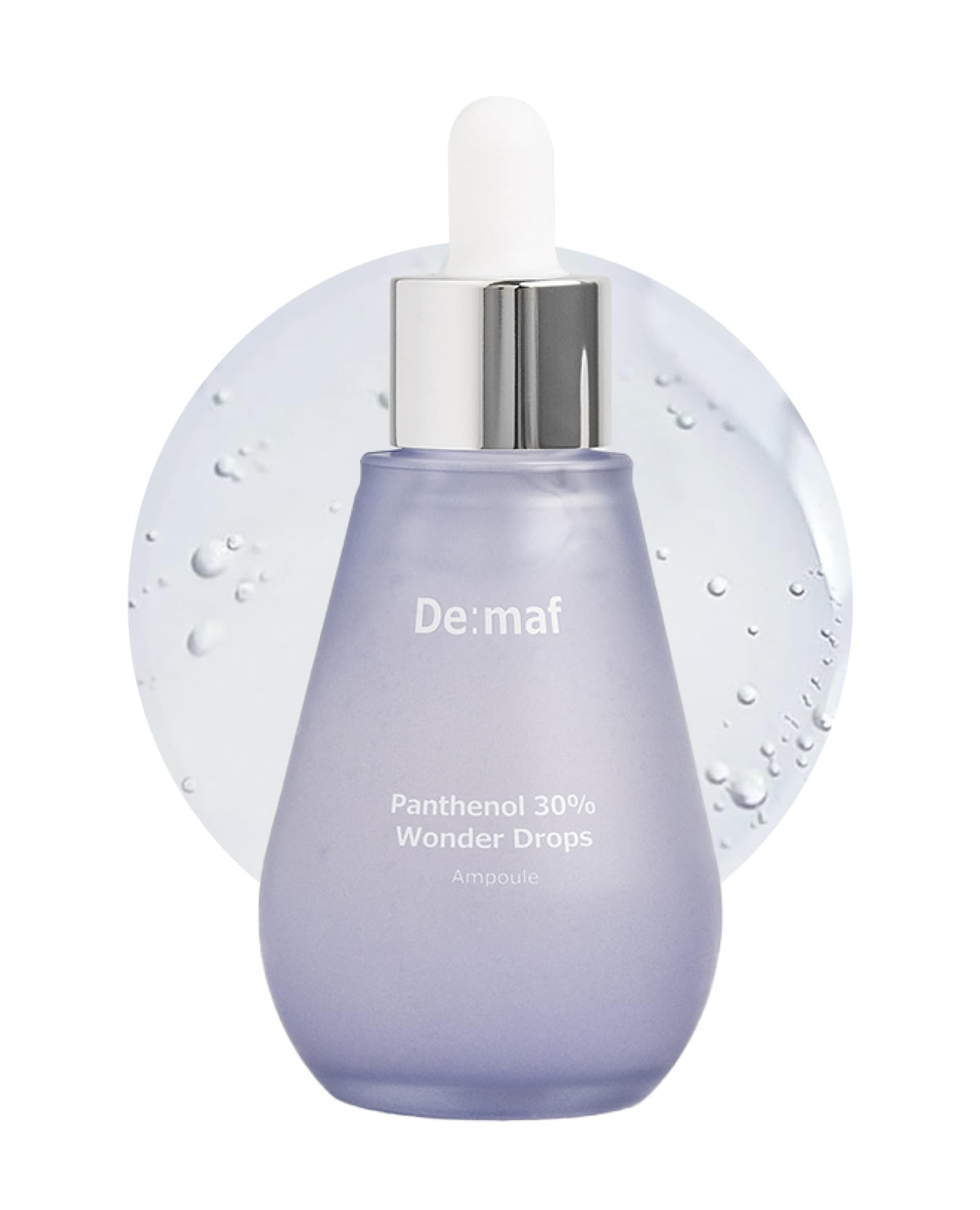 De:maf front bottle image showing ampoule and calming texture benefits