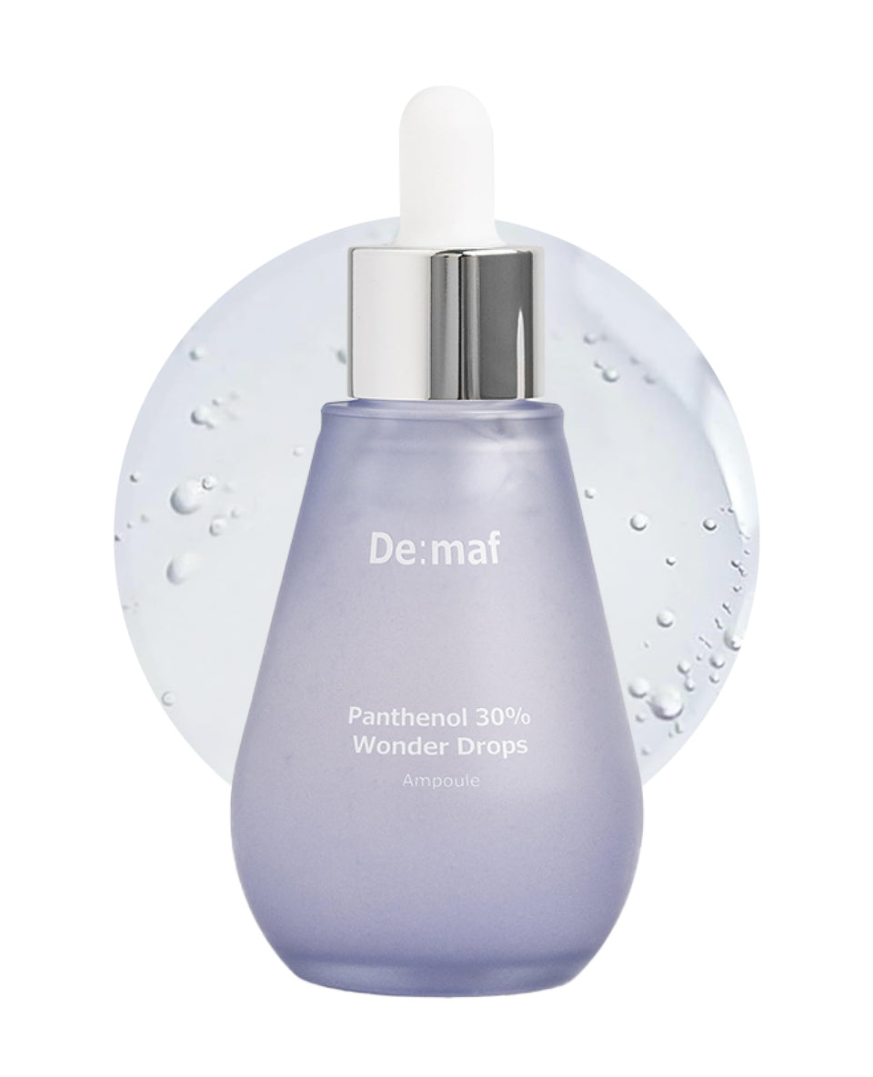De:maf front bottle image showing ampoule and calming texture benefits