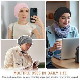 DEMAZALO bonnet next to hand for scale demonstrates roomy slouchy design benefit