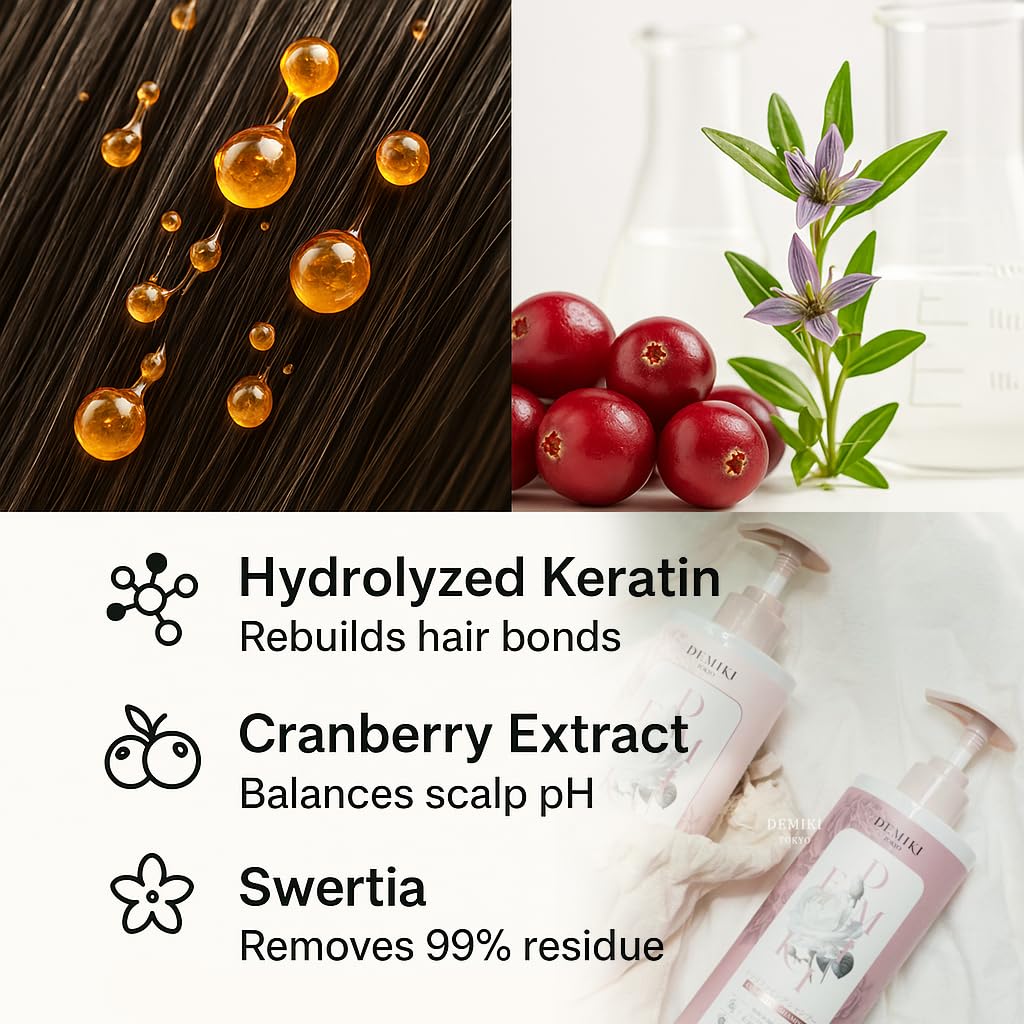 DEMIKI conditioner cream close-up shows smoothing benefit for ends