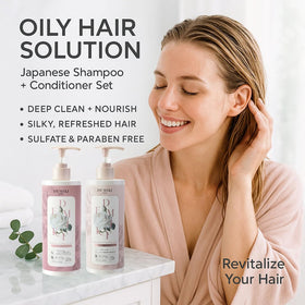 DEMIKI shampoo pouring texture demonstrating gentle cleansing benefit