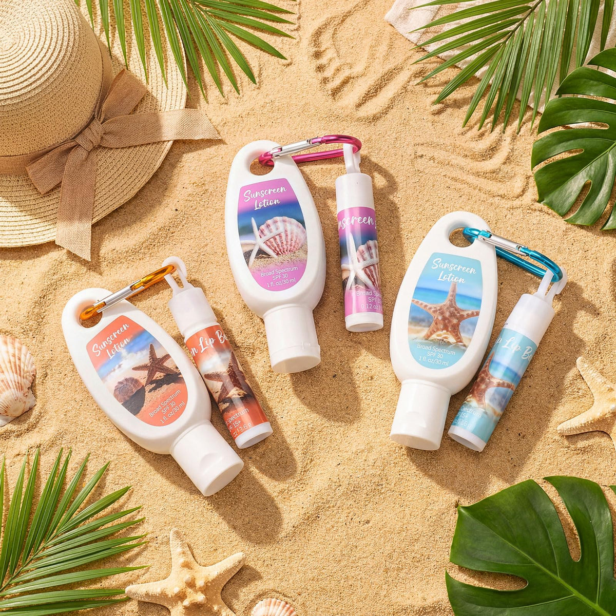 Demissle beach party favor display showing event-ready colorful presentation