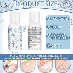 Demissle label close-up highlighting coastal graphics and SPF 30 protection benefit