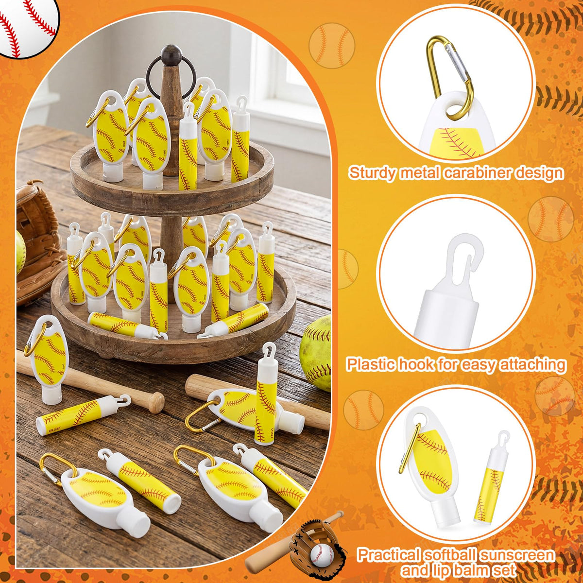 Demissle lip balm detail with softball print providing moisturizing SPF30 protection