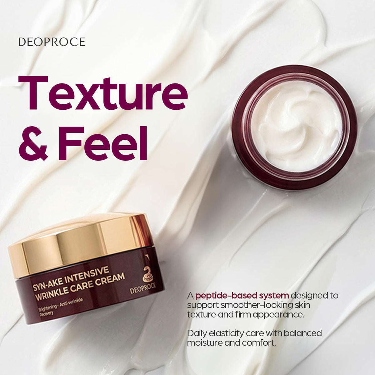 Deoproce SYN-AKE cream in hand showing jar size and travel-friendly