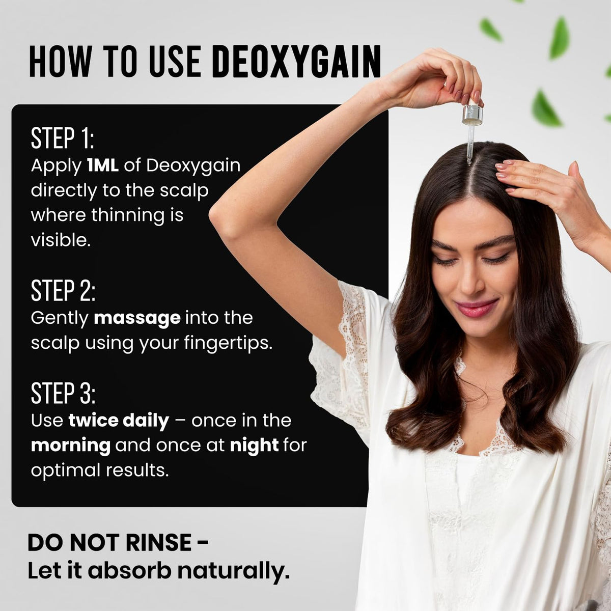 Deoxygain ingredient label closeup with botanicals, highlighting transparency benefit