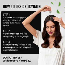 Deoxygain ingredient label closeup with botanicals, highlighting transparency benefit