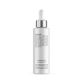 Deoxygain bottle displayed on bathroom shelf, suggesting routine-ready convenience