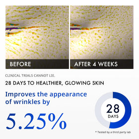 depology applying serum to face, brand helps smooth appearance and elasticity