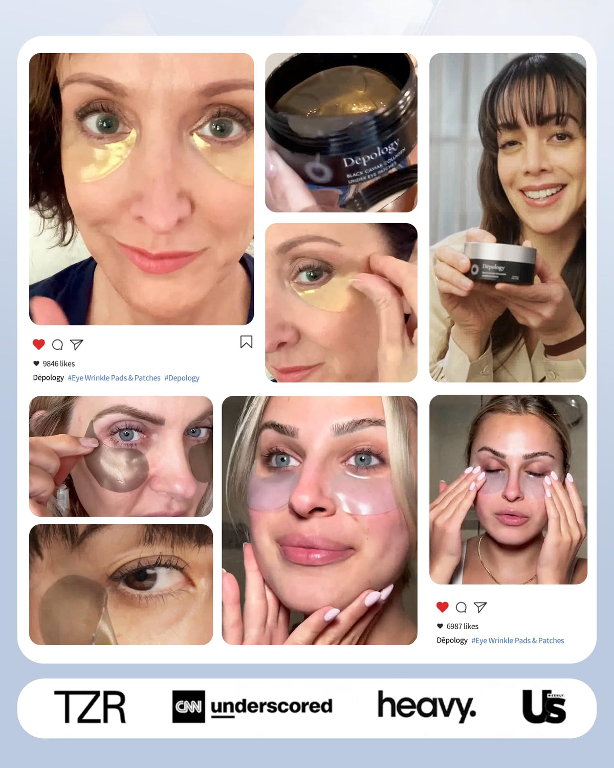 depology eye patches in spa setting with towel, representing relaxing self-care benefit