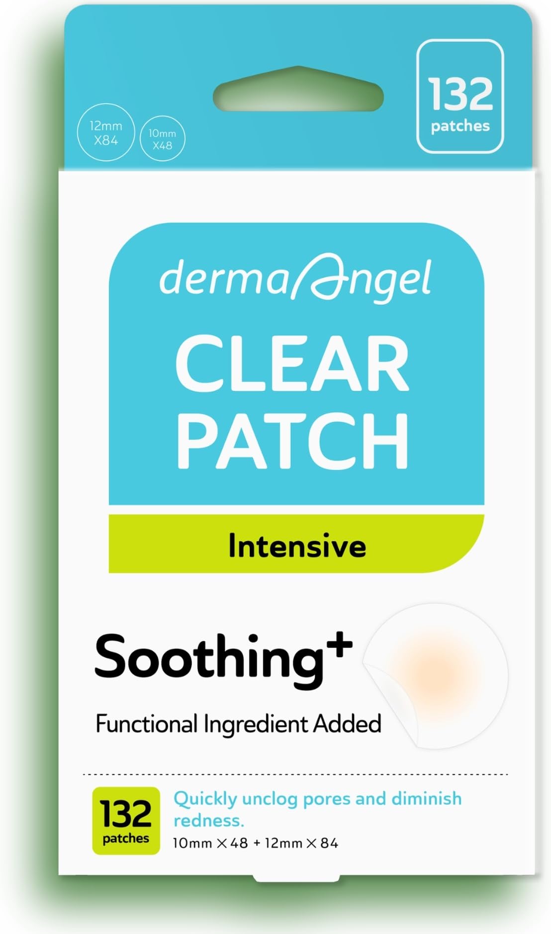 DERMA ANGEL front packaging showing clear acne patches benefit fast protection