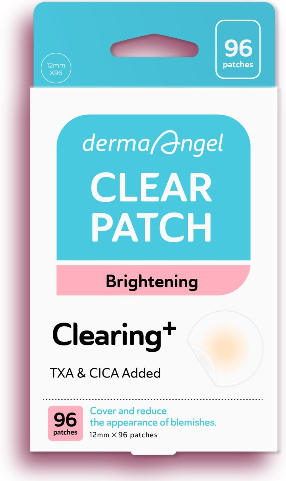 DERMA ANGEL front packaging showing 96-count pack and matte finish benefit