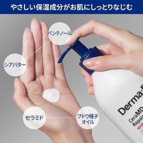 Derma B ingredient label showing ceramide panthenol blend for barrier support