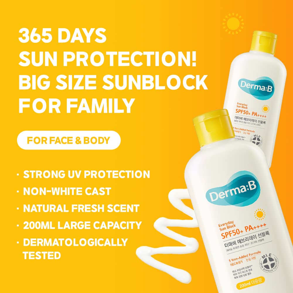 Derma B label and pump detail highlighting product information and easy dispensing