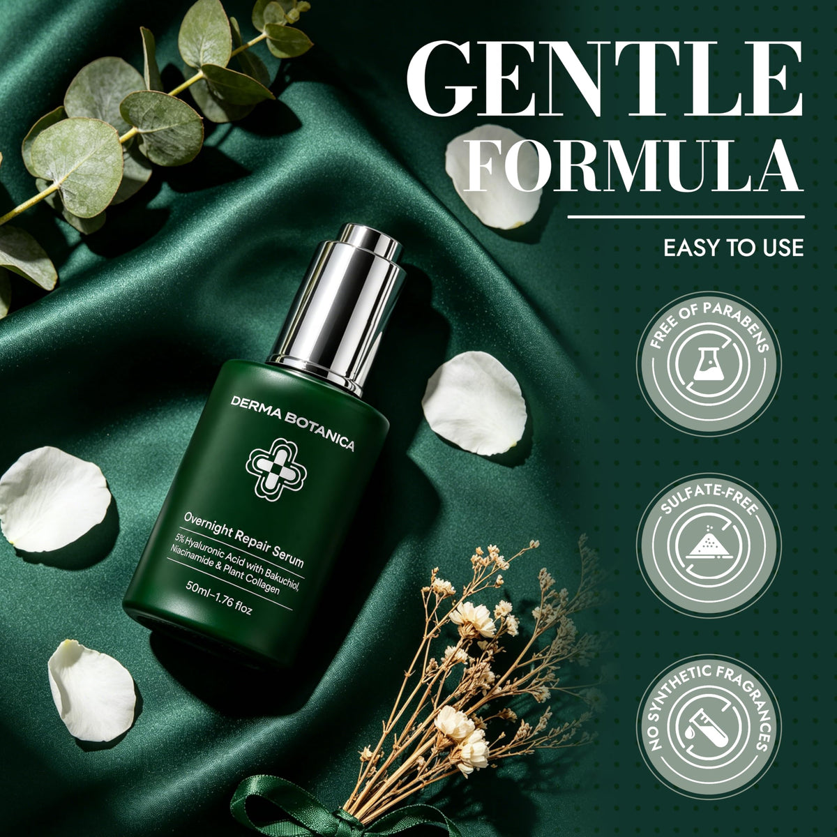 derma botanica ingredient label detail showing peptide complex transparency
