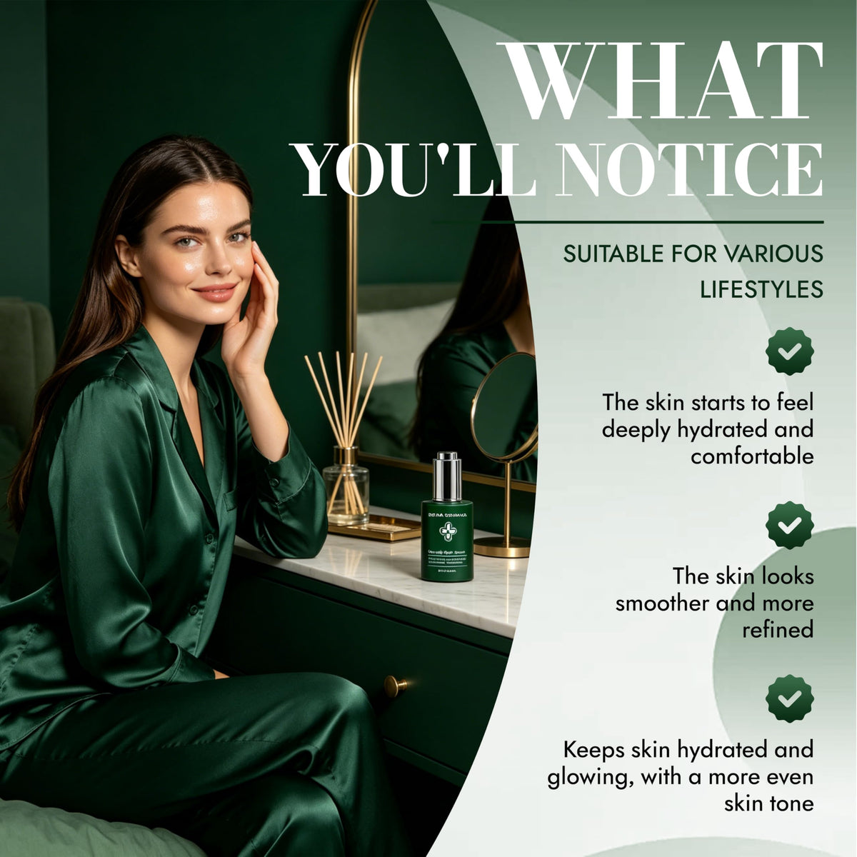 derma botanica on bedside table showing evening skincare ritual benefit