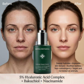 derma botanica before after illustration showing improved texture appearance
