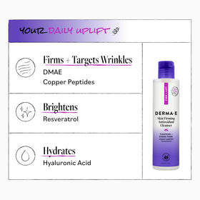 Derma E 6 ounce bottle next to common items for scale