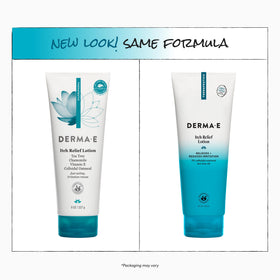 Derma E 8 oz bottle held in hand to show true size and portability
