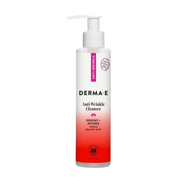Derma E front packaging showing bottle and product branding for clear identification and trust