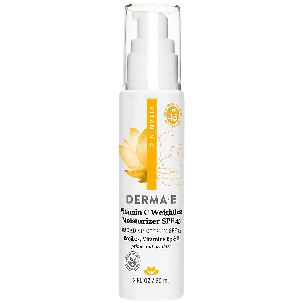 Derma E moisturizer applied on hand showing lightweight coverage