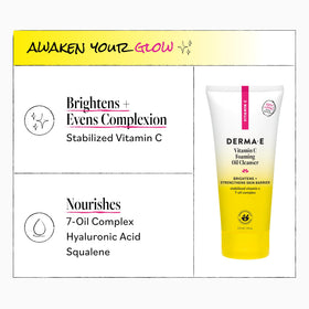 Derma E label close-up showing stabilized vitamin C and ingredient clarity