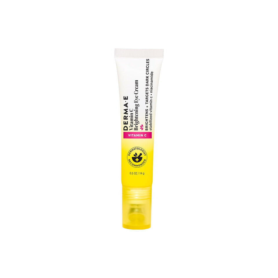 Derma E front packaging showing product and benefits for brighter eyes
