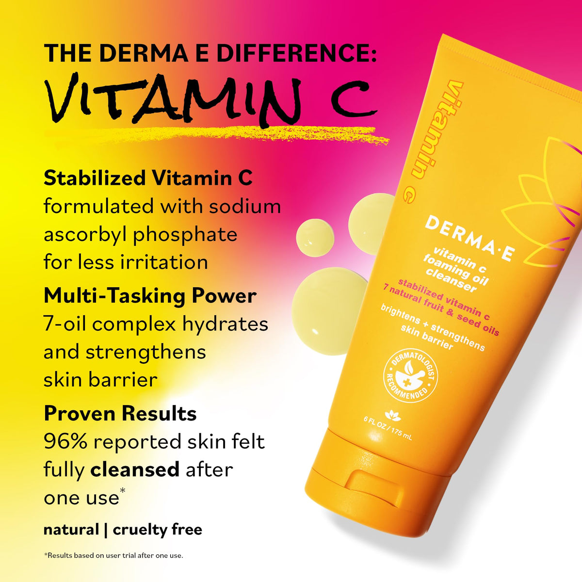Derma E cleanser staged with other skincare showing routine compatibility