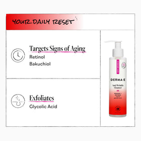 Derma E bottle held in hand demonstrating 6 oz size and convenient travel-friendly scale