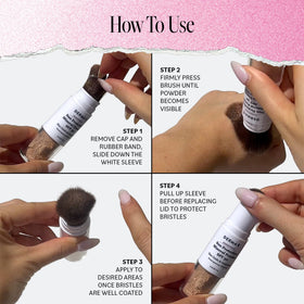 DERMA E compact in hand showing travel-friendly size and convenience