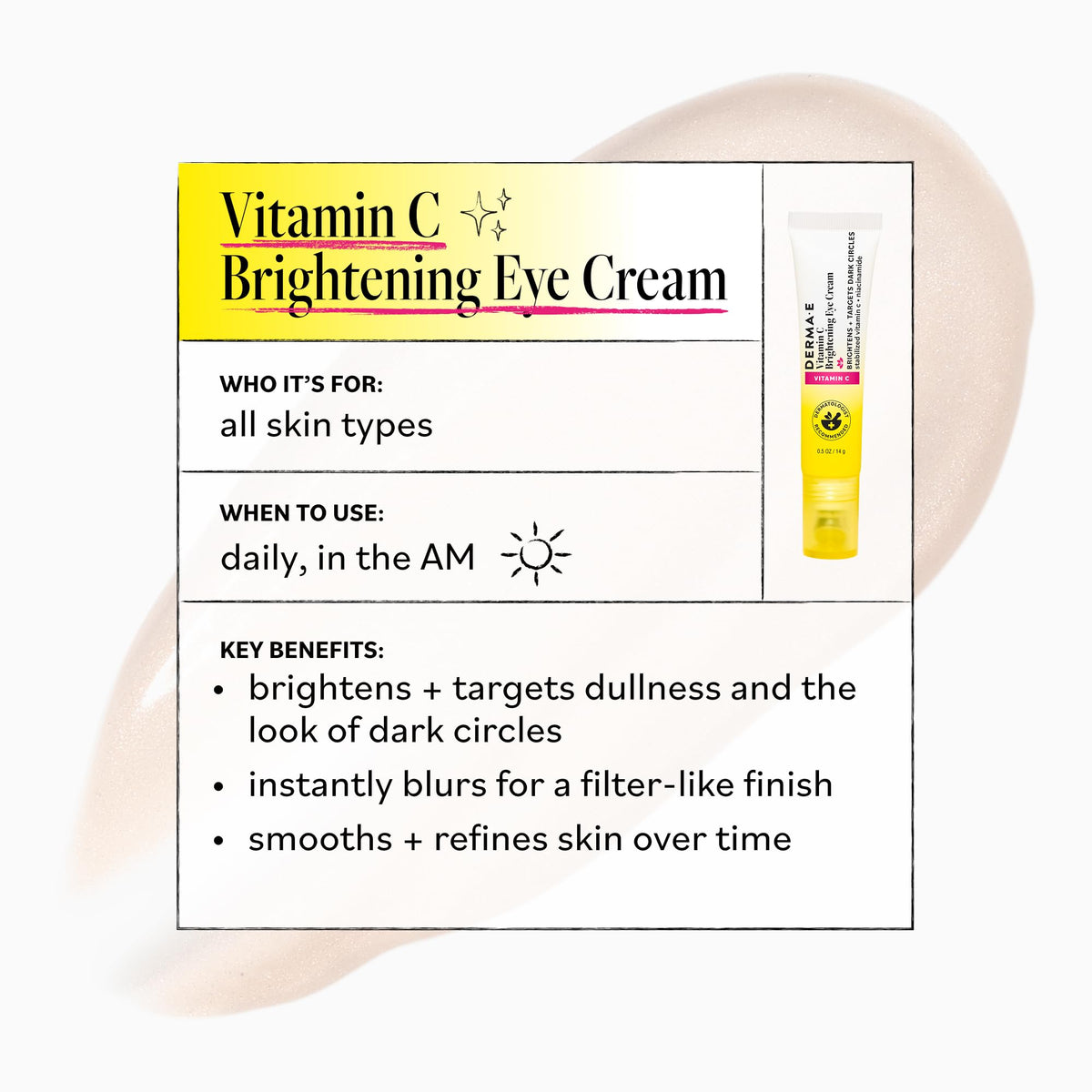 Derma E cream texture on fingertip showing lightweight, blendable formula