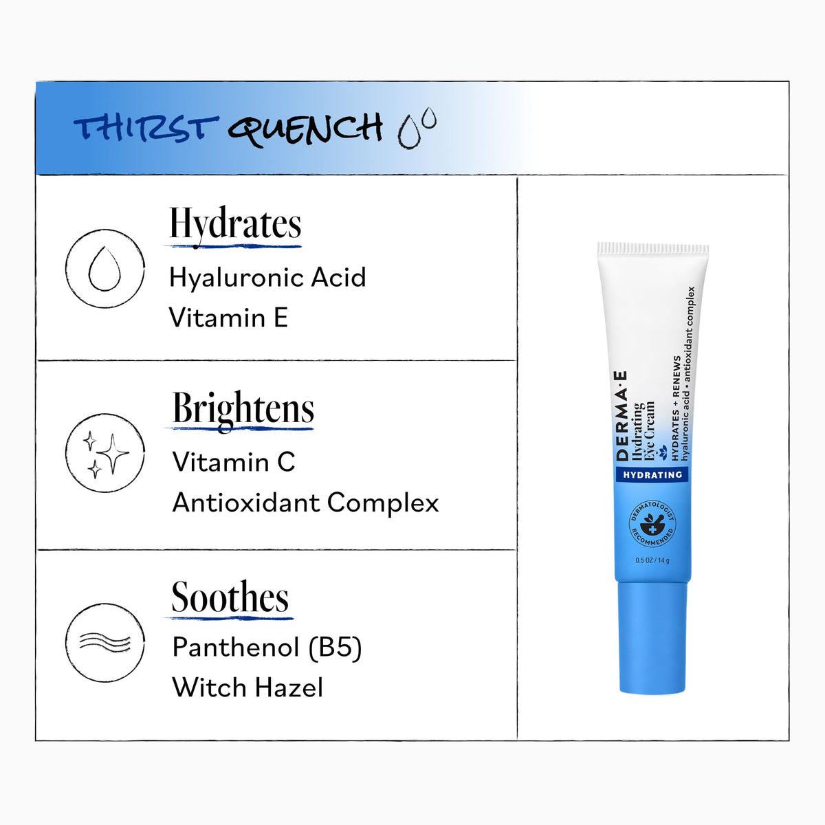 Derma E label close-up highlighting clean, vegan ingredient benefits