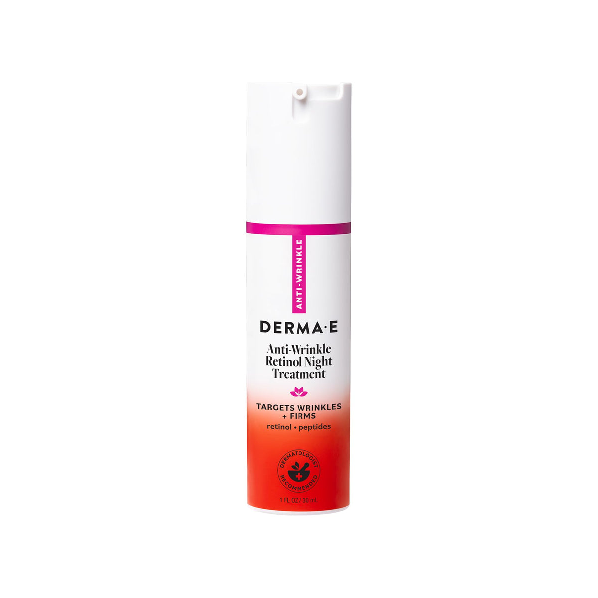 Derma E front packaging showing bottle and benefits