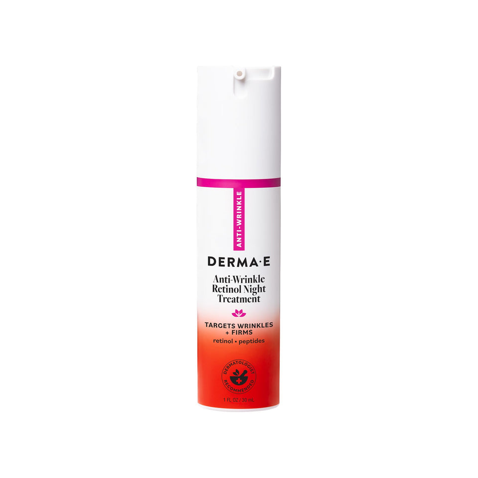 Derma E front packaging showing bottle and benefits