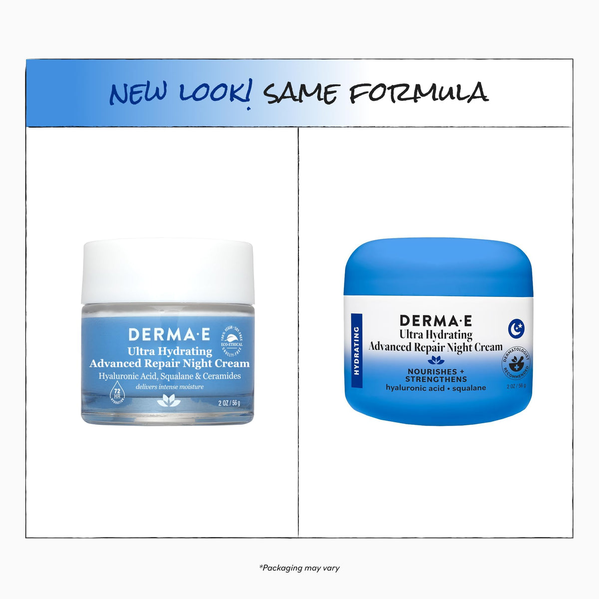 Derma E product label and ingredient list emphasizing clean, vegan formula benefits