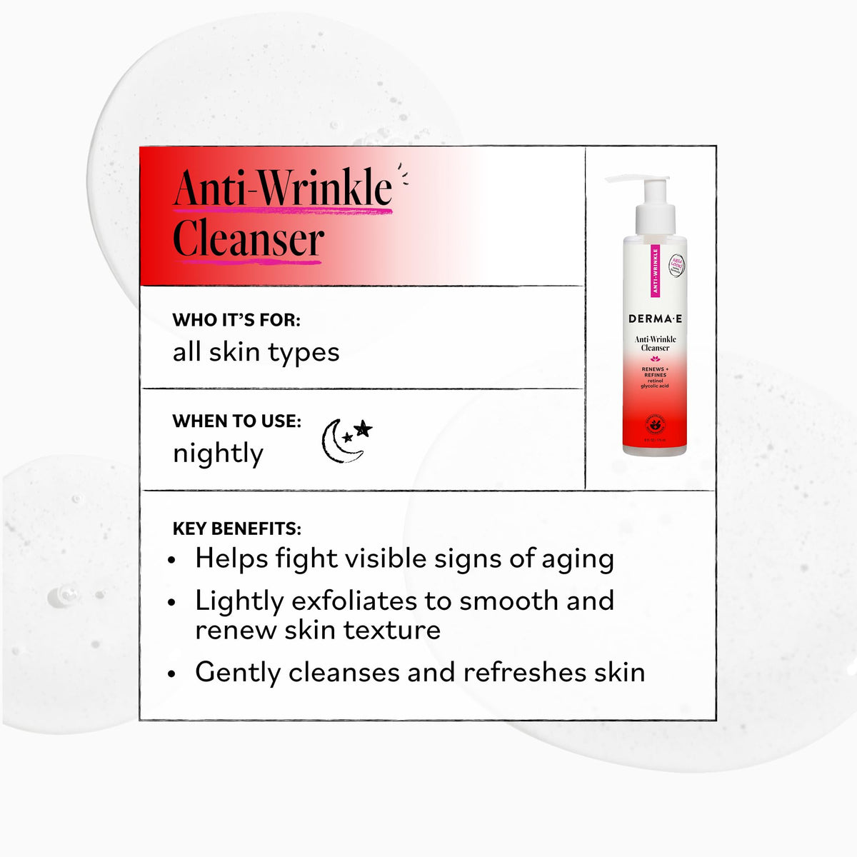 Derma E label close-up highlighting ingredients and vegan, cruelty-free certifications for assurance