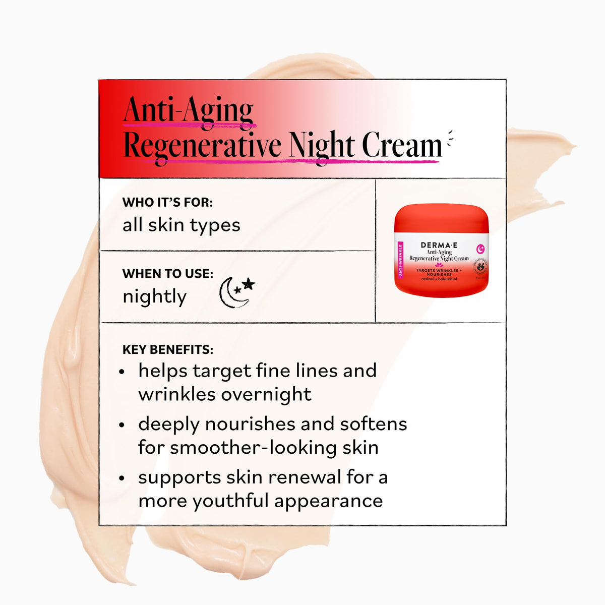 Derma E cream applied on hand showing easy spread and hydration