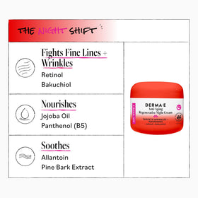 Derma E product label close-up listing vitamins and botanical ingredients