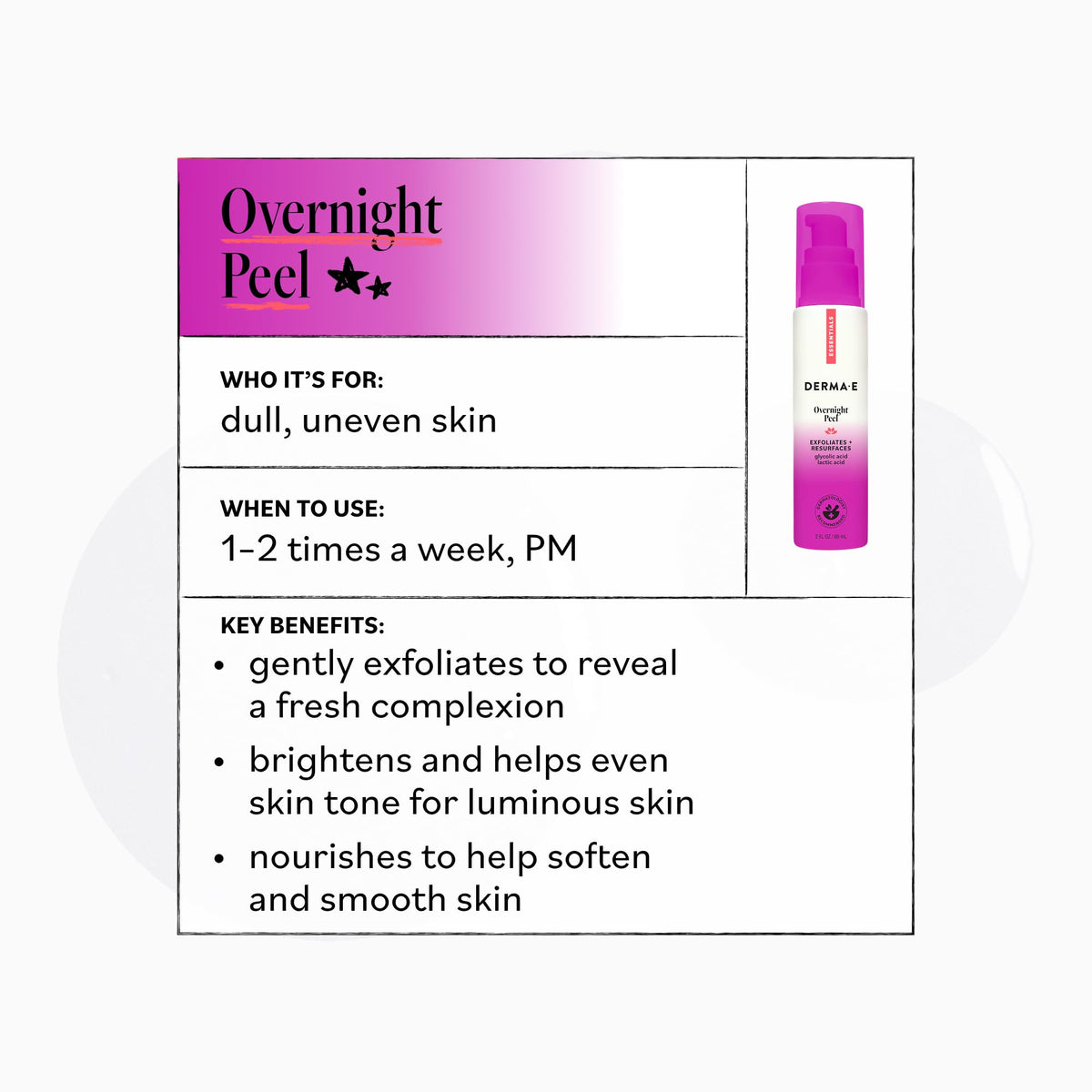Derma E being rinsed off in morning revealing refreshed, bright skin