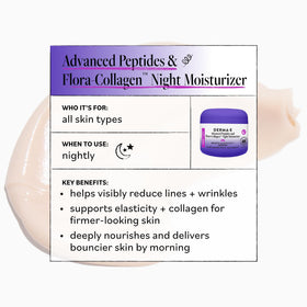 Derma E jar on bedside table in bedroom scene suggesting overnight restoration benefit