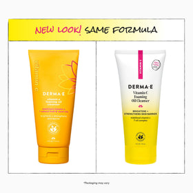 Derma E pump dispensing cleanser highlighting easy application