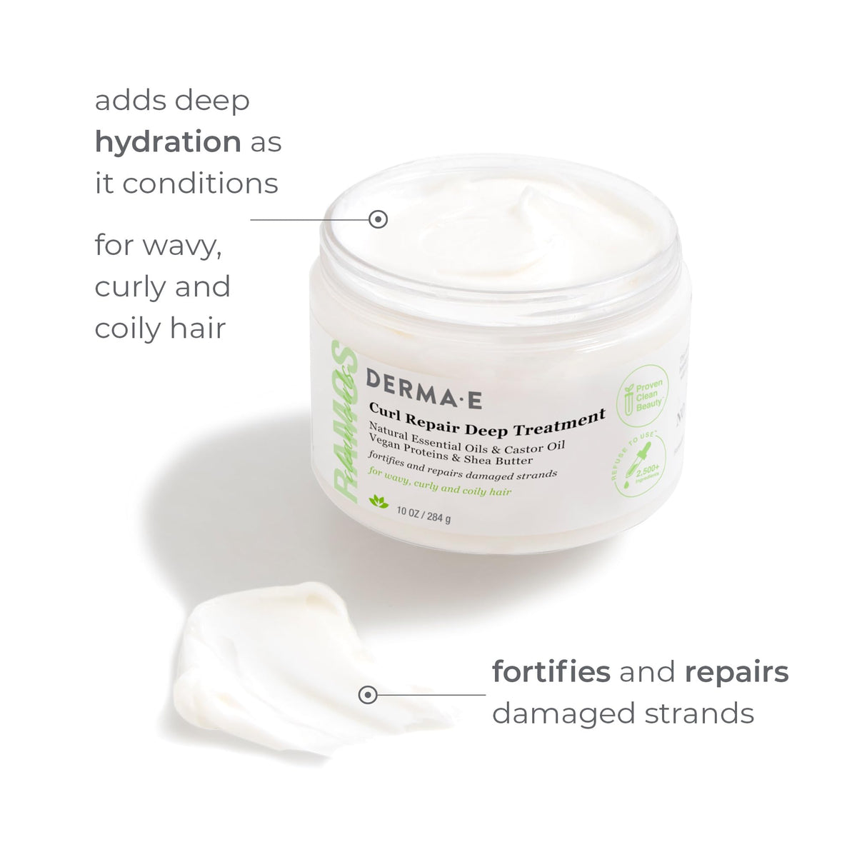 Derma E open jar showing rich cream texture for deep conditioning benefit