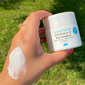 Derma E recyclable packaging detail emphasizing eco-ethical benefit