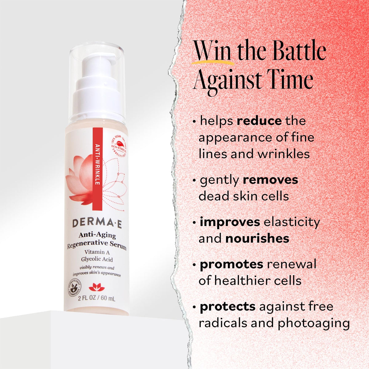 DERMA E serum dropper dispensing silky texture for easy absorption and hydration