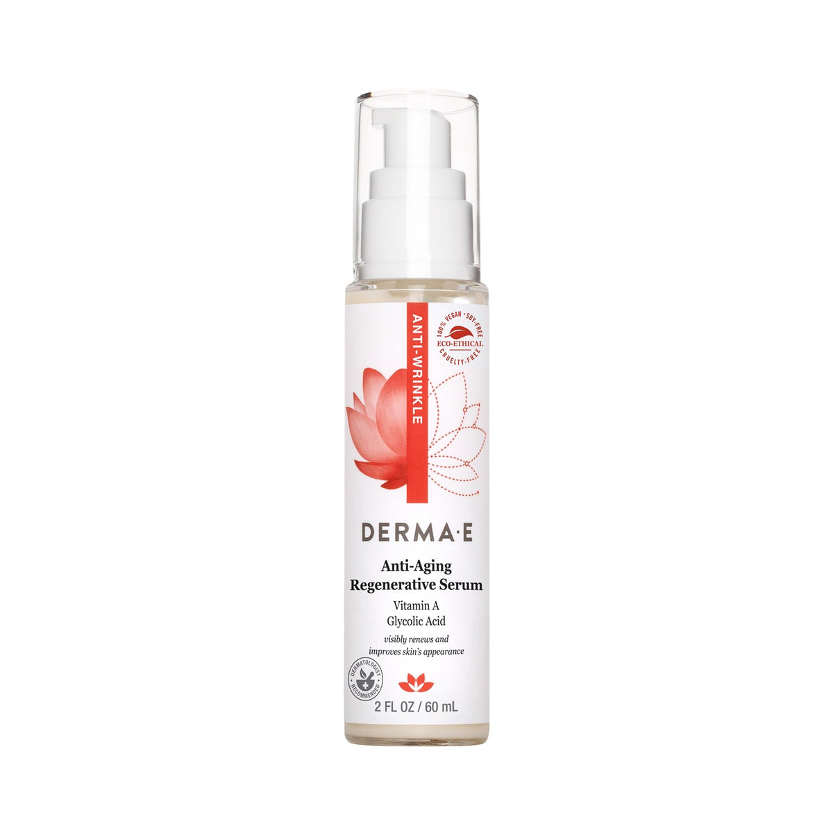 DERMA E front packaging showing bottle and branding for clear identification and trust
